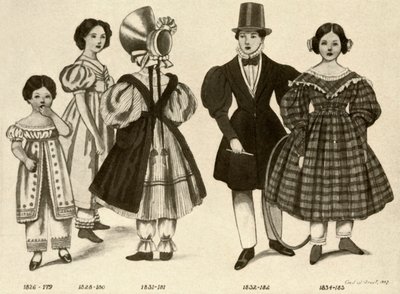1820-1840、1907、1937年の子供服。 作： Cecil W. Trout