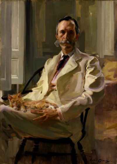 猫を連れた男（ヘンリー・スタージス・ドリンカー） 作： Cecilia Beaux