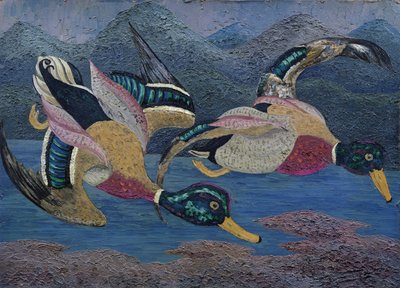 アヒル（帆布に油彩） 作： Cedric Morris