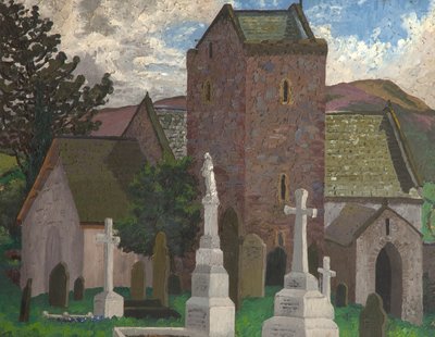 スランゲンニス教会、南ウェールズ、1930年頃（キャンバスに油彩） 作： Cedric Morris