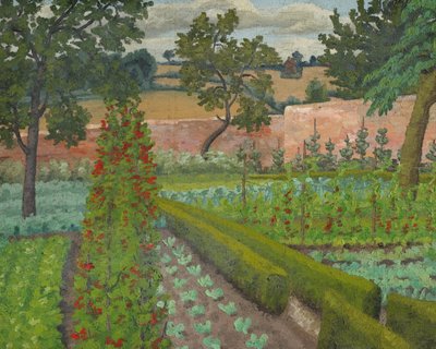 戦時中の庭（キャンバスに油彩） 作： Cedric Morris