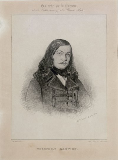 詩人テオフィル・ゴーティエの肖像画（1811～1872年）。 作： Celestin Francois Nanteuil