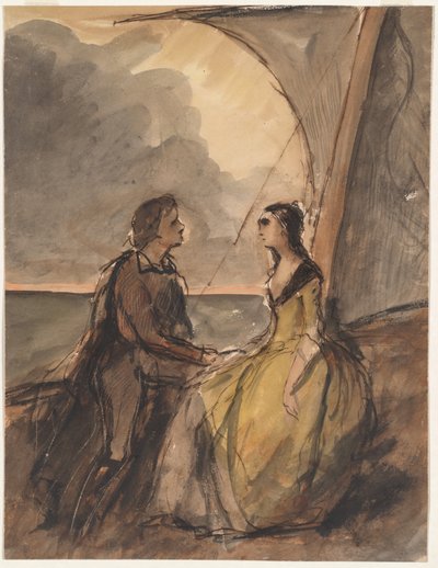 座っている男と女 作： Celestin Francois Nanteuil