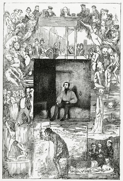 囚人の最後の日、19世紀（bw彫刻） 作： Celestin Francois Nanteuil