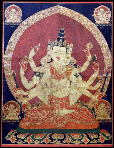 Guhyasamaja Akshobhyavajra 田中、17 世紀。 作： Central Asian Art.