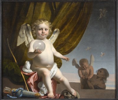 Amor Holding a Glass Orb、1650-1660 作： Cesar Boetius van Everdingen