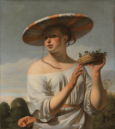 大きな帽子の少女、1645-1648 作： Cesar Boetius van Everdingen