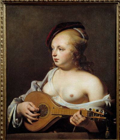 鋏の奏者 セザール・ヴァン・エヴァーディンゲン（1606-1678）の絵画（ec.holl.） 17世紀 日0,75x0,6 m ルーアン、美術館 作： Cesar Boetius van Everdingen