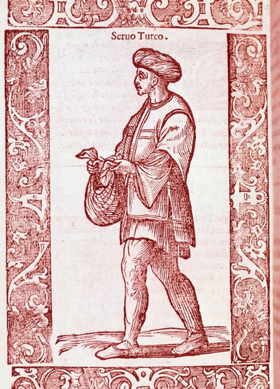 1590年「Degli habiti antichi e moderni」より "Turkish serf suit"(エングレーヴィング) 作： Cesare (after) Vecellio
