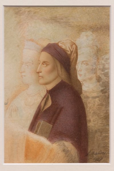 ダンテの肖像、チェーザレ・ムッシーニ作、1844年頃（水彩、厚紙） 作： Cesare Mussini