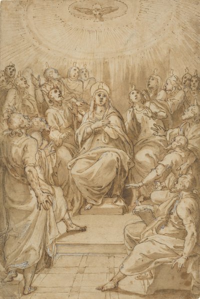 ペンテコステ 聖霊の降臨、約。 1576年。 作： Cesare Nebbia