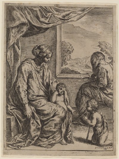 聖家族と洗礼者聖ヨハネ 作： Cesare Roberti, after Simone Cantarini
