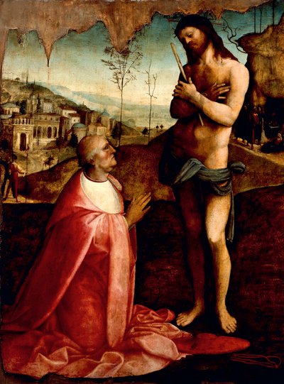 苦しむキリストと祈りを捧げる枢機卿オリヴィエオ・カラファ Cesare da Sesto（1477-1523）作 作： Cesare da Sesto