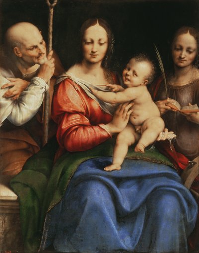 聖カトリーヌとの聖家族、1515-20（キャンバスに油彩がパネルから移された） 作： Cesare da Sesto