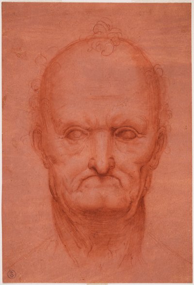 老人の頭、c。 1515（準備された赤い紙の上の血） 作： Cesare da attr.to Sesto
