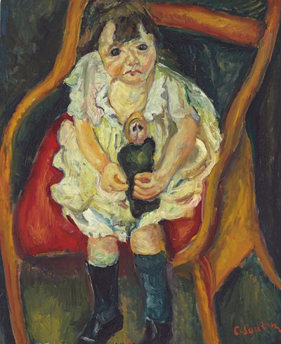 人形を持つ少女。 La Petite Fille a la Poupee、c.1925 作： Chaim Soutine