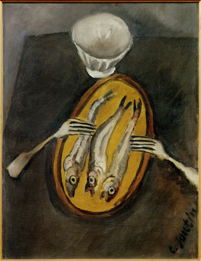 ニシンのある静物 1916年頃 キャンバスに描かれた絵 作： Chaim Soutine