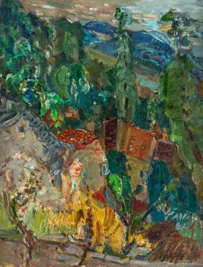 1920 年代から 1930 年代の南フランス、ヒノキの街並み。 作： Chaim Soutine