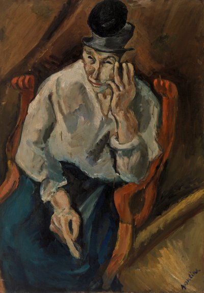 肘掛け椅子に座っている女性 作： Chaim Soutine