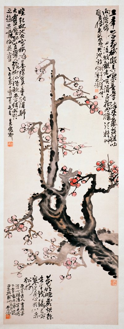 赤い梅、1905 作： Changshuo Wu