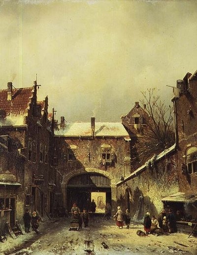 冬のオランダの街並み 作： Charles Henri Joseph Leickert