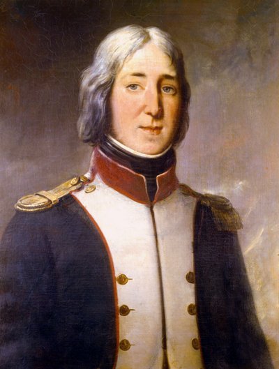 北方第1大隊の隊長の制服を着たエドゥアール・モルティエの肖像、1792年 作： Charles Philippe Lariviere