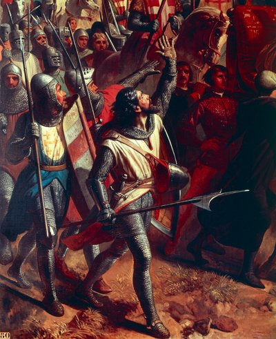 1177年モンギサールの戦い、十字軍兵士のディテール 1842年頃（油彩・カンヴァス） 作： Charles-Philippe Lariviere