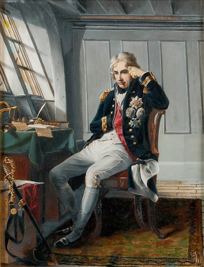 ホレイショ・ネルソン子爵（1758-1805）、トラファルガーの戦いの前、1805年10月21日、1854年頃（キャンバスに油彩） 作： Charles (after) Lucy