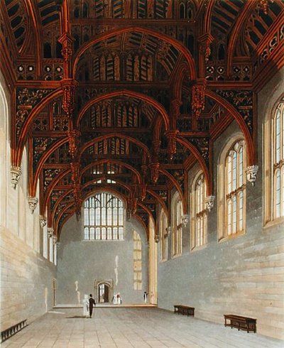 ハンプトン・コートのゴシック・ホール、ウィリアム・ジェームズ・ベネット（1769-1844）が彫った「王室居住区の歴史」より、ウィリアム・ヘンリー・パイン（1779-1843）作 作： Charles (after) Wild