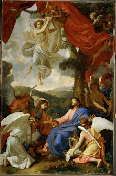 Le Christ au desert servi par les anges - 天使に仕える砂漠のキリスト ... 作： シャルル (帰属) ルブラン