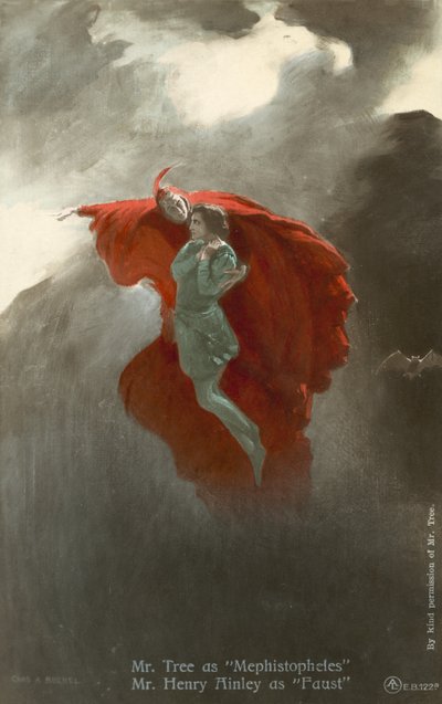 メフィストフェレスとしてのハーバート・ビアボーン・ツリーとファウストとしてのヘンリー・エインリー（カラーリソ） 作： Charles A. Buchel
