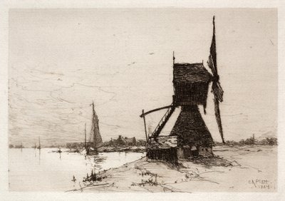海岸沿いの風車、1884年。 作： Charles Adams Platt