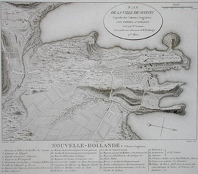 シドニーの街の地図 作： Charles Alexandre (after) Lesueur