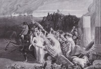 フン族に拉致されたガリア人（リトグラフ 作： Charles Alexandre Coessin de la Fosse