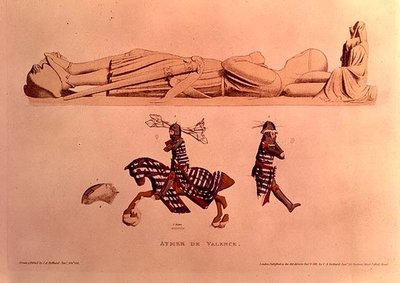 騎士のアイメール・ド・ヴァランスの墓の彫像、ペンブローク伯爵（d.1324）、パブ。 1811 作： Charles Alfred Stothard