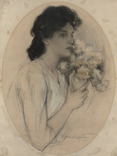 花を持つ少女 作： Charles Allan Gilbert