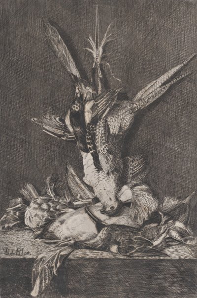 狩猟鳥とアーティ チョークのハンティング トロフィー、1850～1900 年。 作： Charles Alphonse Deblois