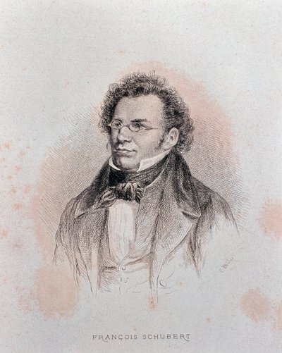フランツ・シューベルトの肖像（エングレービング 作： Charles Alphonse Deblois