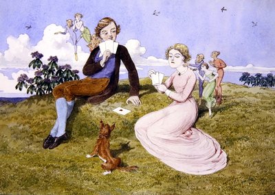ハートは切り札」（紙にペン、インク、水彩画） 作： Charles Altamont Doyle