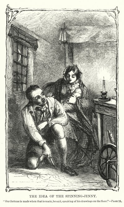 スピニングジェニーのアイデア（彫刻 作： Charles Altamont Doyle