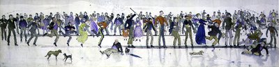 冬のゲーム（ペンとインク、水彩画） 作： Charles Altamont Doyle