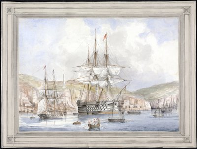 Vue de Malte (View at Malta) - チャールズ・アンドリュー・ダイス (1816-1853) による絵画、紙に水彩 (25.1x34.9 cm)、1849 年頃 - イェール大学 (アメリカ) 作： Charles Andrew Dyce