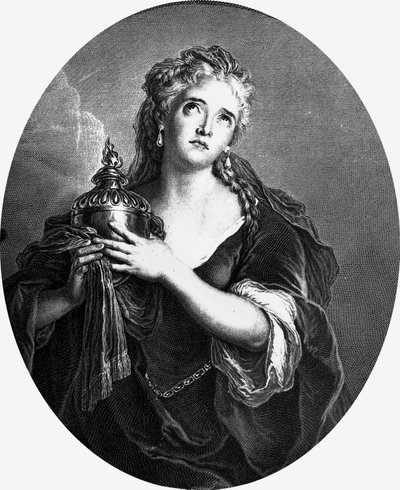 Adrienne Lecouvreur (1692-1730) フランスの女優で、Pierre Corneille作「Mort de Pompee」の"" Cornelia "役を演じた。 作： Charles Antoine (after) Coypel