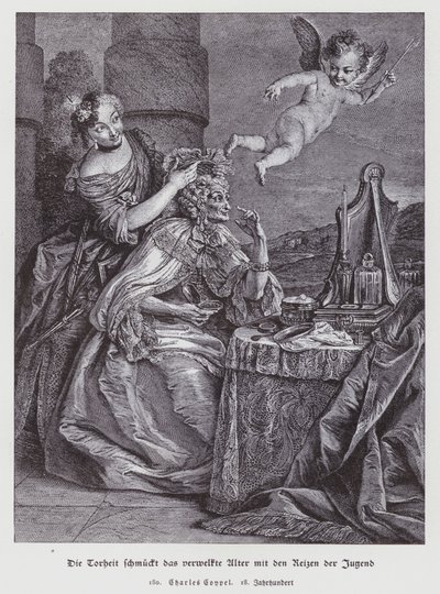 枯れた老後に若さの飾りをつける愚行 作： Charles Antoine (after) Coypel