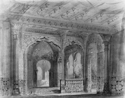アドルフ・アダムによるル・コルセールの舞台セット（1803-56）（ペンとインク、紙にトイレ） 作： Charles Antoine Cambon