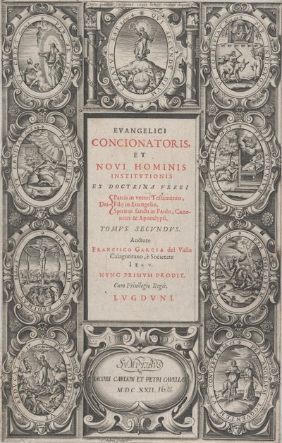福音派の説教者とニューマンズ インスティテューションの口絵、1622 年。 作： Charles Audran