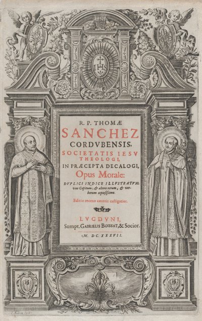 「十戒の教訓におけるオーパスの士気」の口絵、1637年。 作： Charles Audran