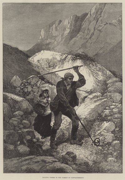 フォンテーヌブローの森で毒蛇を殺す 作： Charles Auguste Loye
