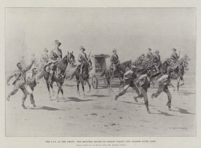正面のCIV、モダーリバーキャンプに入るクロニエの騎馬護衛 作： Charles Auguste Loye