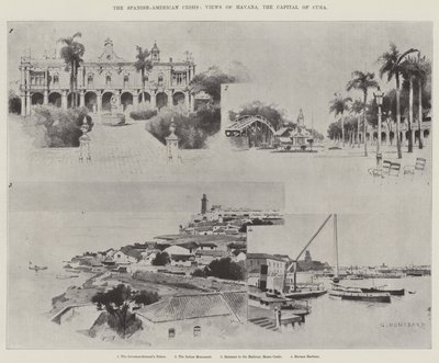 スペイン系アメリカ人の危機、キューバの首都、ハバナの眺め 作： Charles Auguste Loye